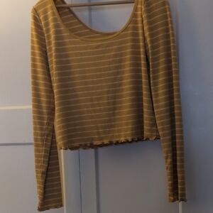 Arizona Jean Company Mustard Striped Crop Top
